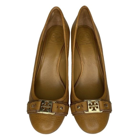 Tory Burch Ambrose Wedge Wood Heel Royal Tan - Picture 4 of 9